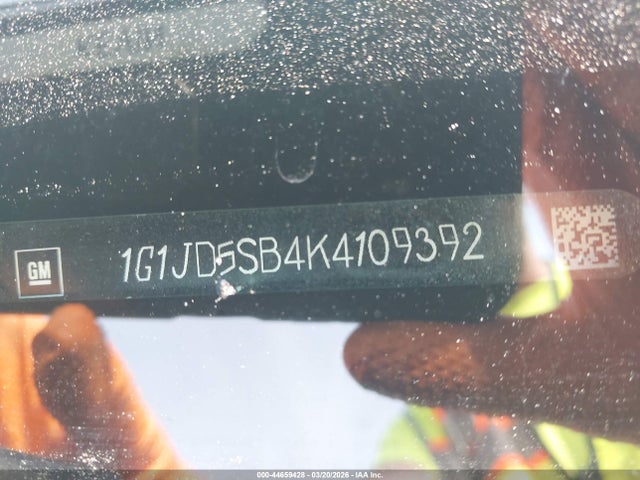 2019 Chevrolet Sonic Lt Auto მანქანა იყიდება აუქციონზე, vin: 1G1JD5SB4K4109392, აუქციონის ნომერი: 44659428