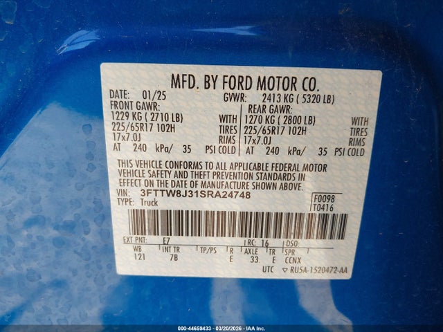 Ford Maverick Xlt 2025 3FTTW8J31SRA24748 Image 9