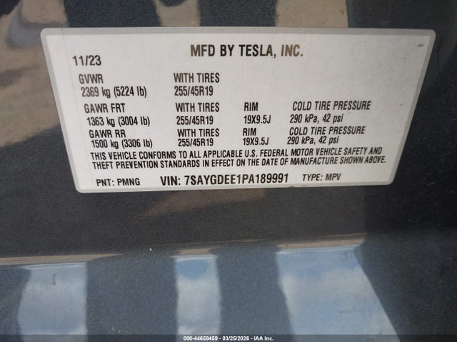 2023 TESLA MODEL Y 7SAYGDEE1PA189991 Photo 8