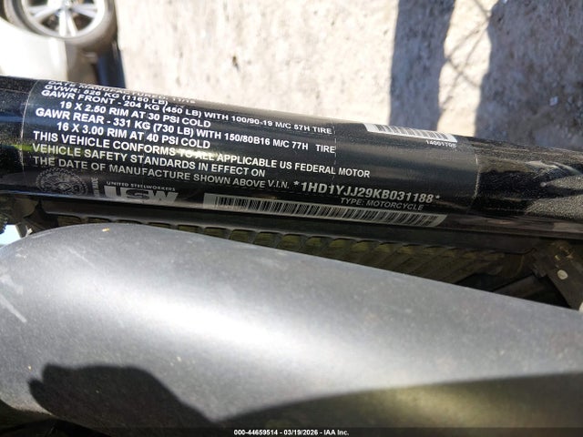 Aukcja sprzedaży 2019 Harley-davidson Fxbb, vin: 1HD1YJJ29KB031188, numer aukcji: 44659514