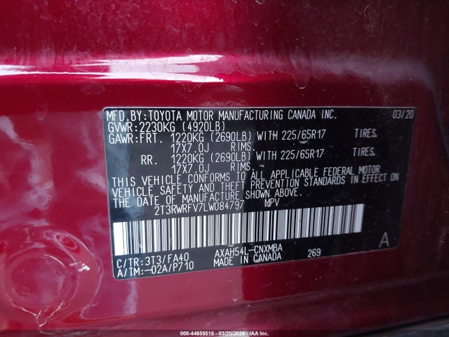 2T3RWRFV7LW084797 Toyota Rav4 Hybrid Xle
