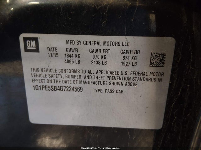 1G1PE5SB4G7224569 Chevrolet Cruze Limited 1lt Auto