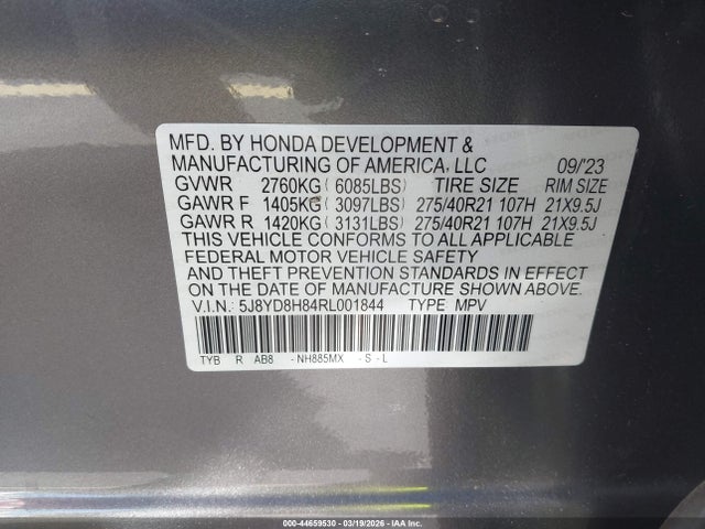 5J8YD8H84RL001844 Acura Mdx Type S Advance Package