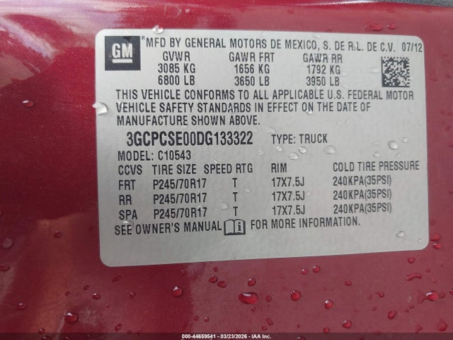 Продажа на аукционе авто 2013 Chevrolet Silverado 1500 Lt, vin: 3GCPCSE00DG133322, номер лота: 44659541