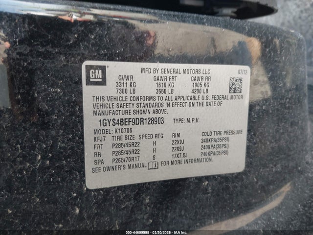 Aukcja sprzedaży 2013 Cadillac Escalade Luxury, vin: 1GYS4BEF9DR128903, numer aukcji: 44659595