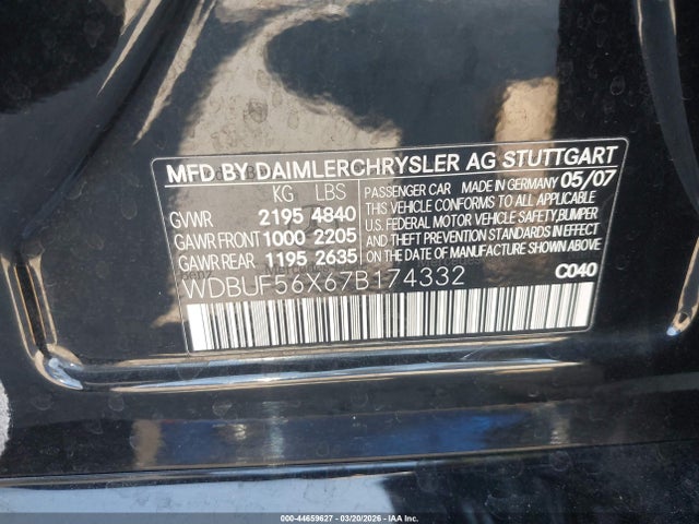 Продаж на аукціоні авто 2007 Mercedes-benz E 350, vin: WDBUF56X67B174332, номер лоту: 44659627
