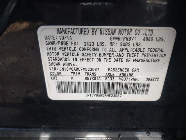 JN1CV6AR0FM523067 Infiniti Q40