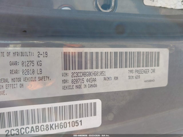 Продаж на аукціоні авто 2019 Chrysler 300 300s, vin: 2C3CCABG8KH601051, номер лоту: 44659656