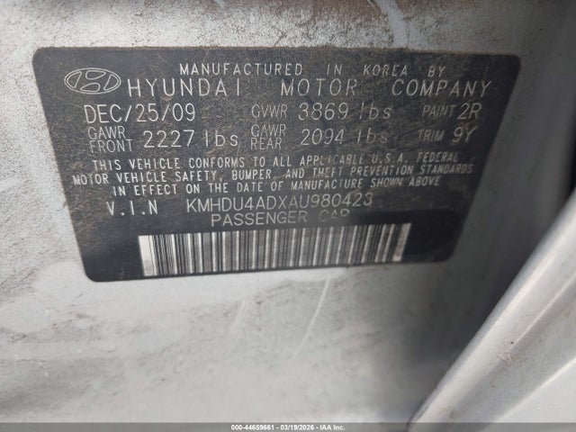 2010 HYUNDAI ELANTRA KMHDU4ADXAU980423 Photo 8