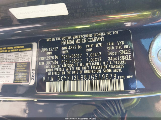 Aukcja sprzedaży 2018 Hyundai Santa Fe Sport 2.4l, vin: 5XYZU3LB8JG519979, numer aukcji: 44659677