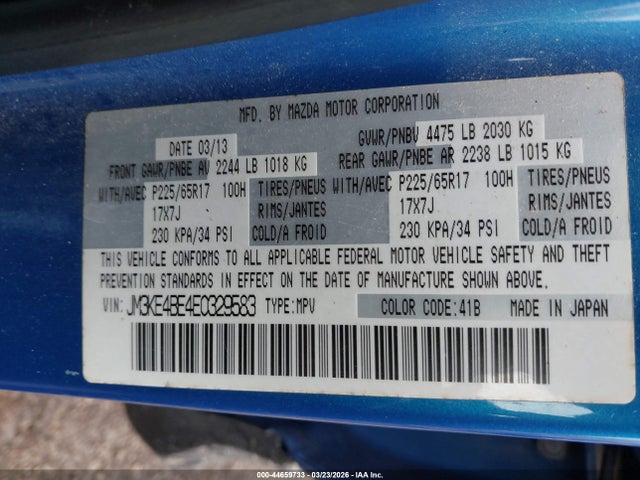 Продажа на аукционе авто 2014 Mazda Cx-5 Sport, vin: JM3KE4BE4E0329583, номер лота: 44659733