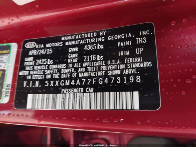 5XXGM4A72FG473198 KIA Optima Lx