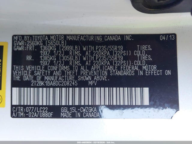 2013 Lexus Rx 350 F Sport მანქანა იყიდება აუქციონზე, vin: 2T2BK1BA8DC208245, აუქციონის ნომერი: 44659804