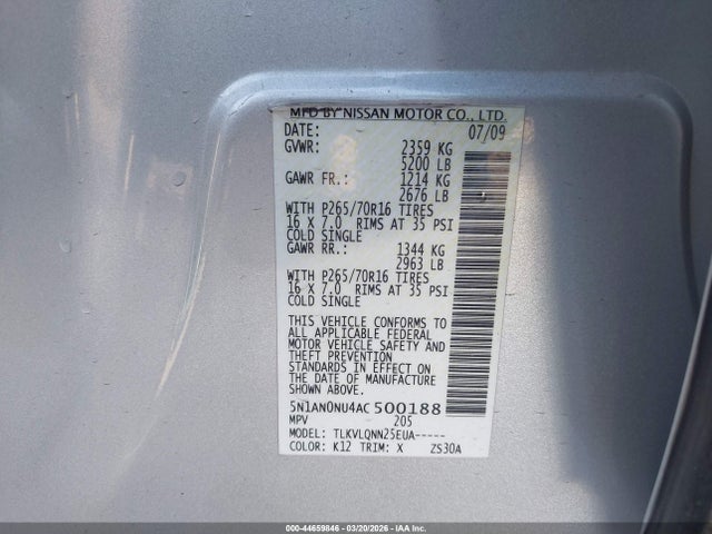 2010 NISSAN XTERRA 5N1AN0NU4AC500188 Photo 8