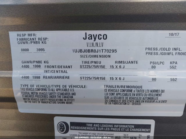 Jayco Other 2018 1UJBJ0BR0J1T70295 Image 9