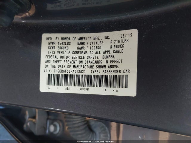1HGCR6F50FA013831 Honda Accord Hybrid Ex-l