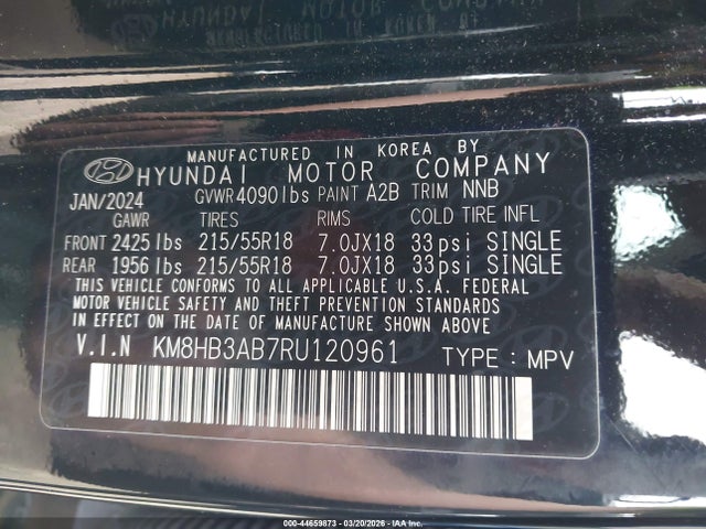 Продаж на аукціоні авто 2024 Hyundai Kona Sel, vin: KM8HB3AB7RU120961, номер лоту: 44659873