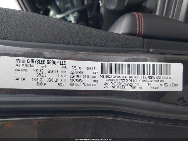 Aukcja sprzedaży 2014 Dodge Durango R/t, vin: 1C4SDJCTXEC978519, numer aukcji: 44659876