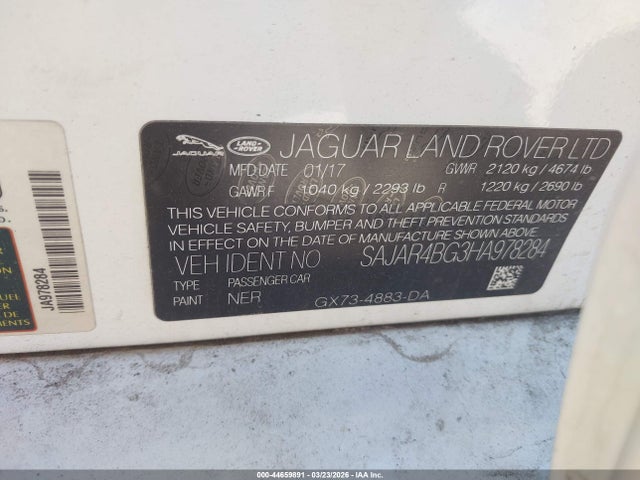 Aukcja sprzedaży 2017 Jaguar Xe 25t, vin: SAJAR4BG3HA978284, numer aukcji: 44659891