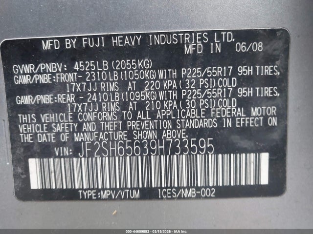 Продаж на аукціоні авто 2009 Subaru Forester 2.5xt, vin: JF2SH65639H733595, номер лоту: 44659893