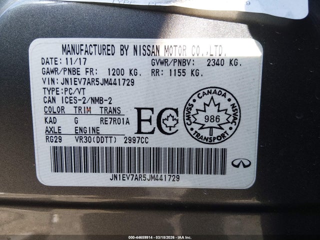 Aukcja sprzedaży 2018 Infiniti Q50 3.0t Luxe/3.0t Sport, vin: JN1EV7AR5JM441729, numer aukcji: 44659914