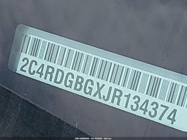 44660000 :رقم المزاد ، 2C4RDGBGXJR134374 vin ، 2018 Dodge Grand Caravan Se مزاد بيع