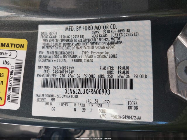 3LN6L2LUXFR600993 Lincoln MKZ HYBRID