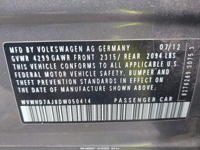 2013 VOLKSWAGEN GTI WVWHD7AJ8DW050414 Photo 8