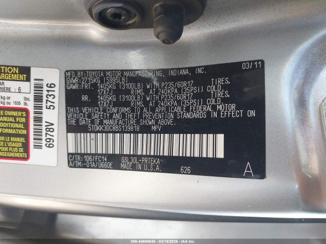2011 TOYOTA SIENNA 5TDKK3DC8BS139818 Photo 8