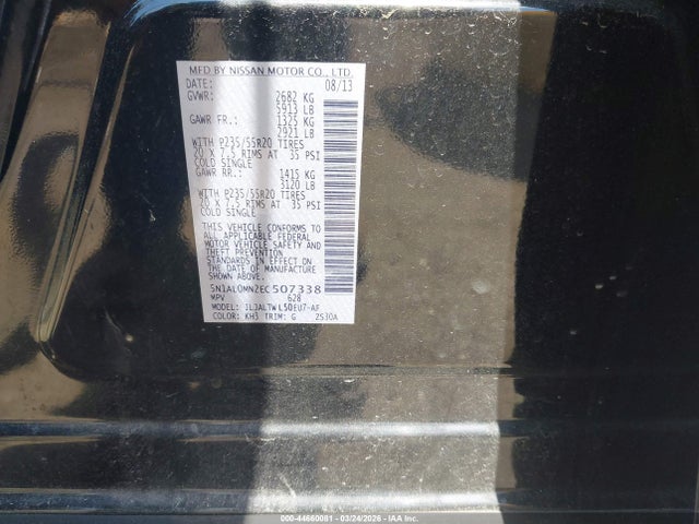 Aukcja sprzedaży 2014 Infiniti Qx60, vin: 5N1AL0MN2EC507338, numer aukcji: 44660081