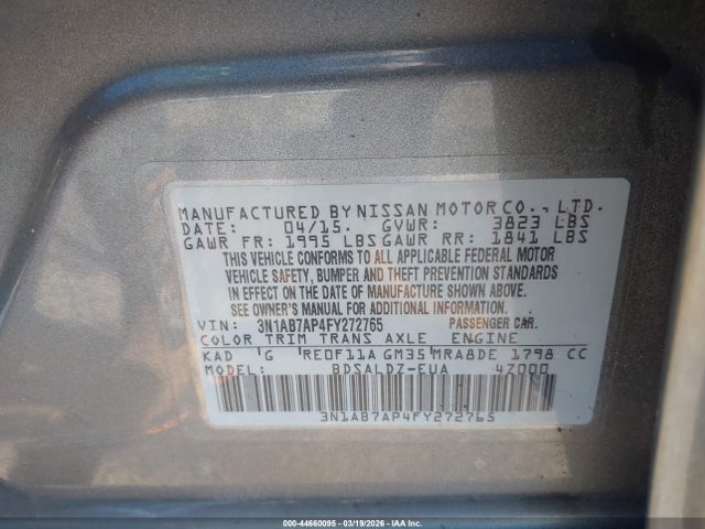 3N1AB7AP4FY272765 Nissan SENTRA SV