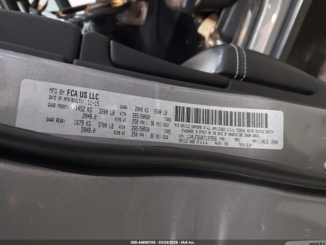 Aukcja sprzedaży 2015 Jeep Grand Cherokee Limited, vin: 1C4RJFBG8FC197556, numer aukcji: 44660104