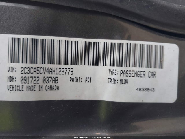 Продаж на аукціоні авто 2010 Chrysler 300 Touring/signature Series/executive Series, vin: 2C3CA5CV4AH122778, номер лоту: 44660123
