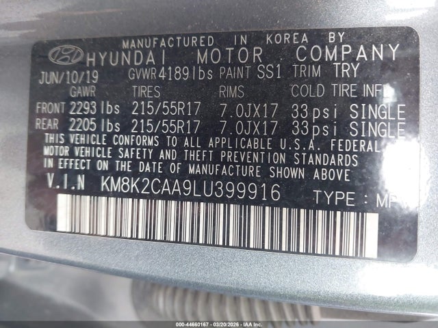 2020 HYUNDAI KONA KM8K2CAA9LU399916 Photo 8