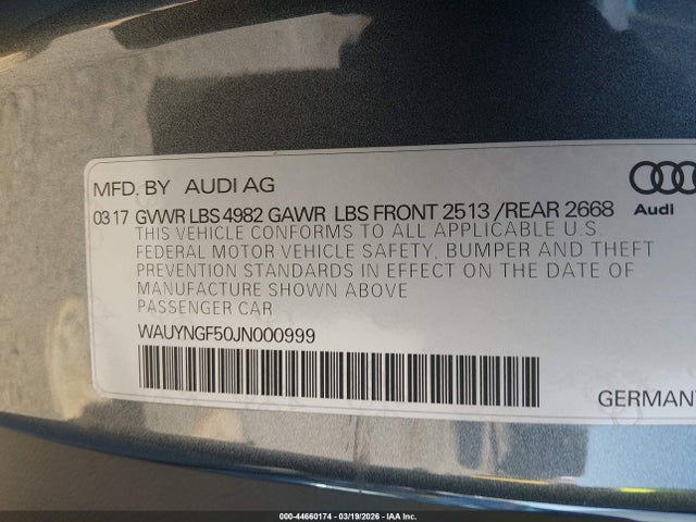 WAUYNGF50JN000999 Audi A5 2.0t Premium