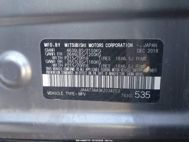 2019 MITSUBISHI ECLIPSE CROSS JA4AT3AA3KZ034253 Photo 8