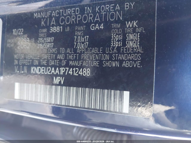44660233 :رقم المزاد ، KNDEU2AA1P7412488 vin ، 2023 Kia Seltos S مزاد بيع