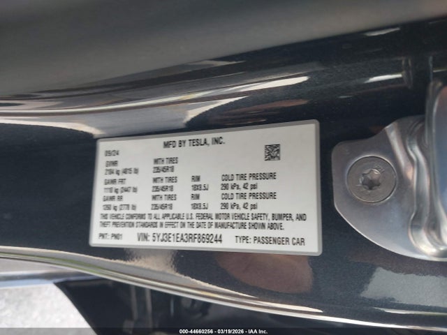 Aukcja sprzedaży 2024 Tesla Model 3 Long Range Dual Motor All-wheel Drive/rear-wheel Drive, vin: 5YJ3E1EA3RF869244, numer aukcji: 44660256