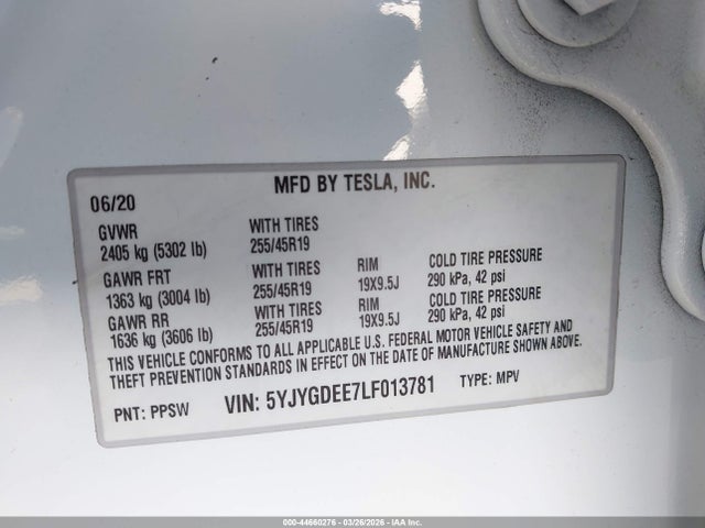 5YJYGDEE7LF013781 Tesla Model Y Long Range Dual Motor All-wheel Drive