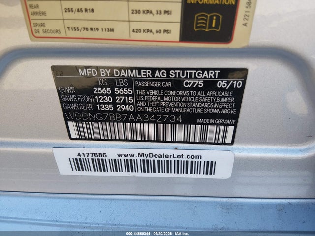 2010 MERCEDES-BENZ S 550 WDDNG7BB7AA342734 Photo 8