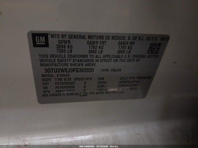 3GTU2WEJ0FG383555 GMC Sierra 1500 Denali
