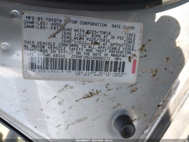 Auction sale of the 1999 Lexus Rx 300, vin: JT6HF10U1X0060171, lot number: 44660377