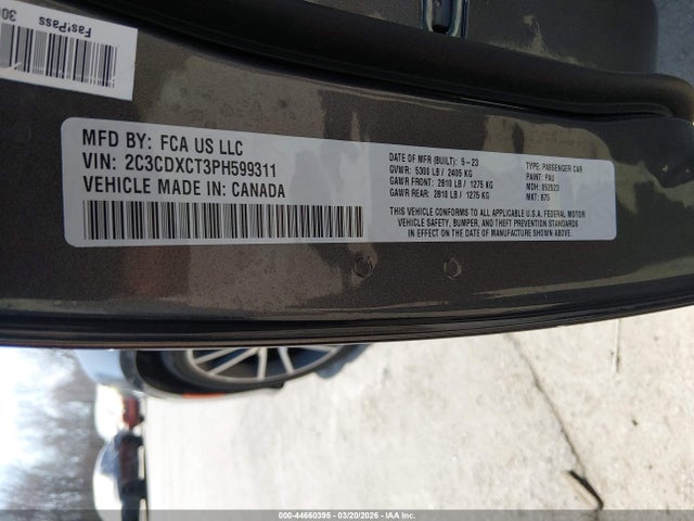 Продажа на аукционе авто 2023 Dodge Charger R/t, vin: 2C3CDXCT3PH599311, номер лота: 44660395