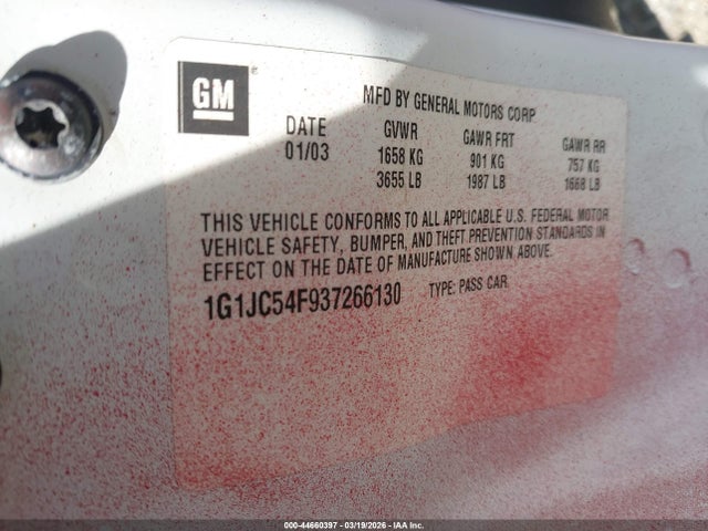 2003 CHEVROLET CAVALIER 1G1JC54F937266130 Photo 8