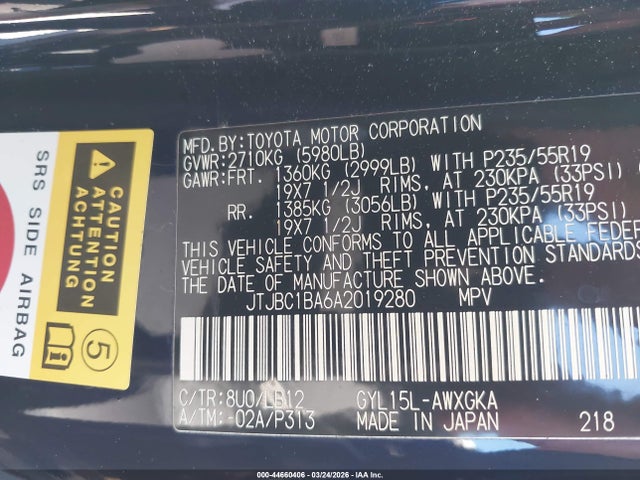 Aukcja sprzedaży 2010 Lexus Rx 450h, vin: JTJBC1BA6A2019280, numer aukcji: 44660406