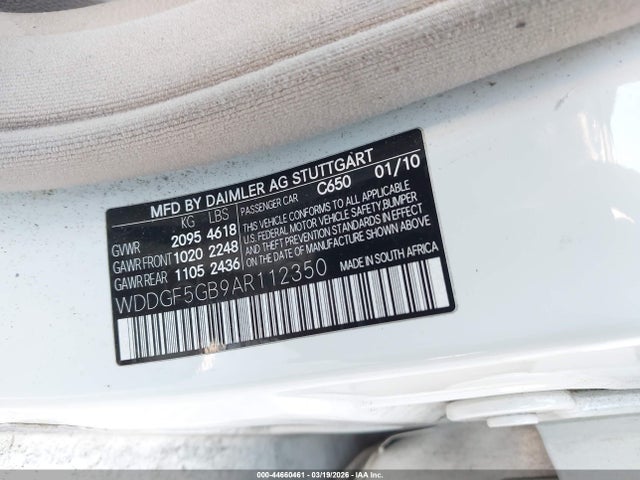 Aukcja sprzedaży 2010 Mercedes-benz C 350 Sport, vin: WDDGF5GB9AR112350, numer aukcji: 44660461