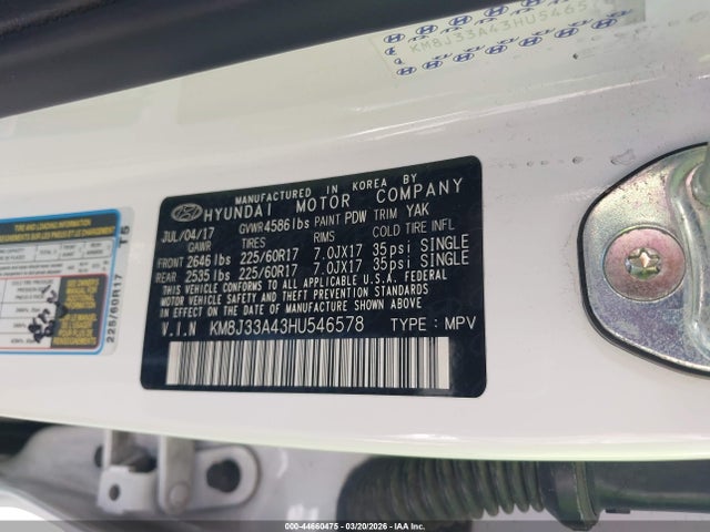 KM8J33A43HU546578 Hyundai Tucson Se Plus
