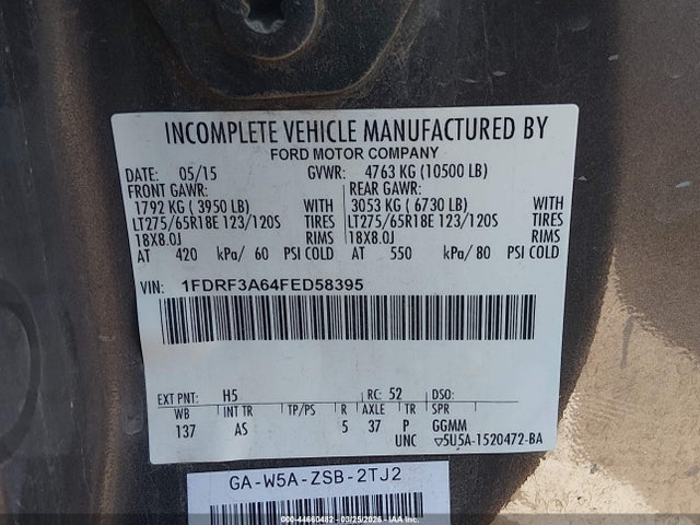 Ford F-350 Xl 2015 1FDRF3A64FED58395 Image 9