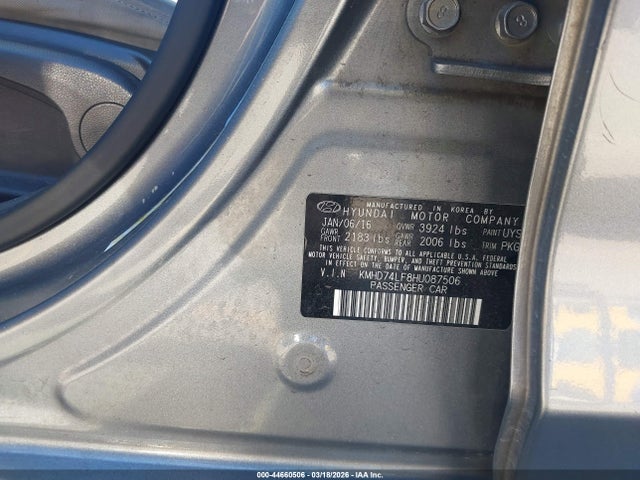 KMHD74LF8HU087506 Hyundai ELANTRA SE