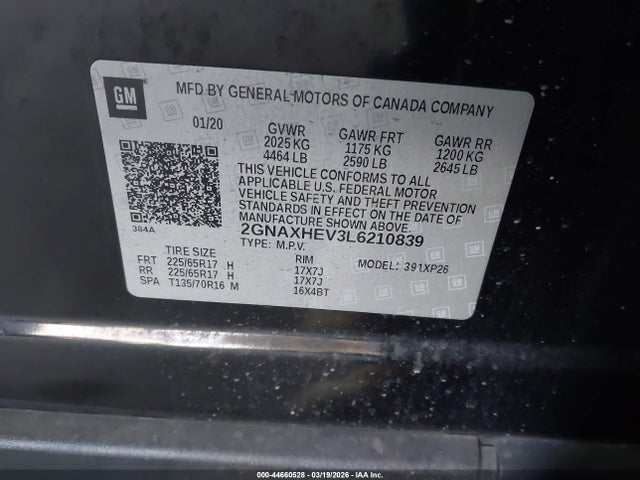 2GNAXHEV3L6210839 Chevrolet Equinox Fwd Ls
